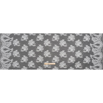 Re-Embroidered Lace with Scalloped Borders - White Fancy Flowers