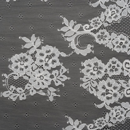 Re-Embroidered Lace with Scalloped Borders - White Fancy Flowers