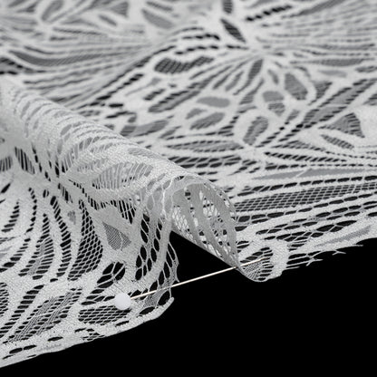 Raschel Lace with Scalloped Finished Edges - White Flowing Petals