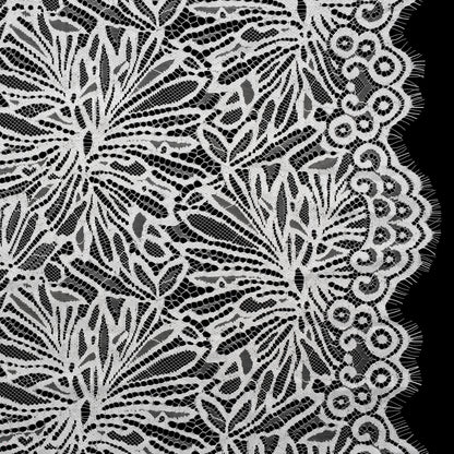 Raschel Lace with Scalloped Finished Edges - White Flowing Petals