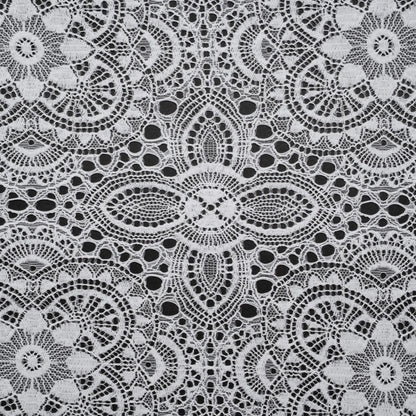 Cotton and Nylon Crochet Lace with Scalloped Border - White Boho Flowers