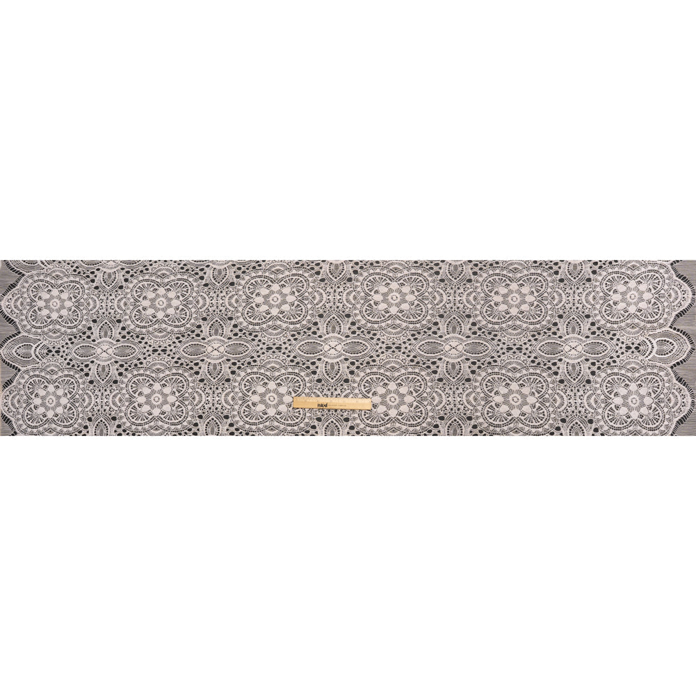 Cotton and Nylon Crochet Lace with Scalloped Border - Bleached Sand Boho Flowers