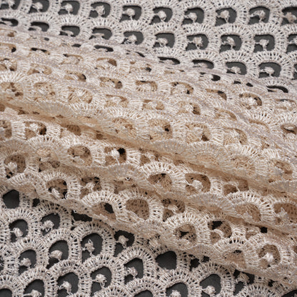 Guipure Lace - Bleached Sand Scale Scallops