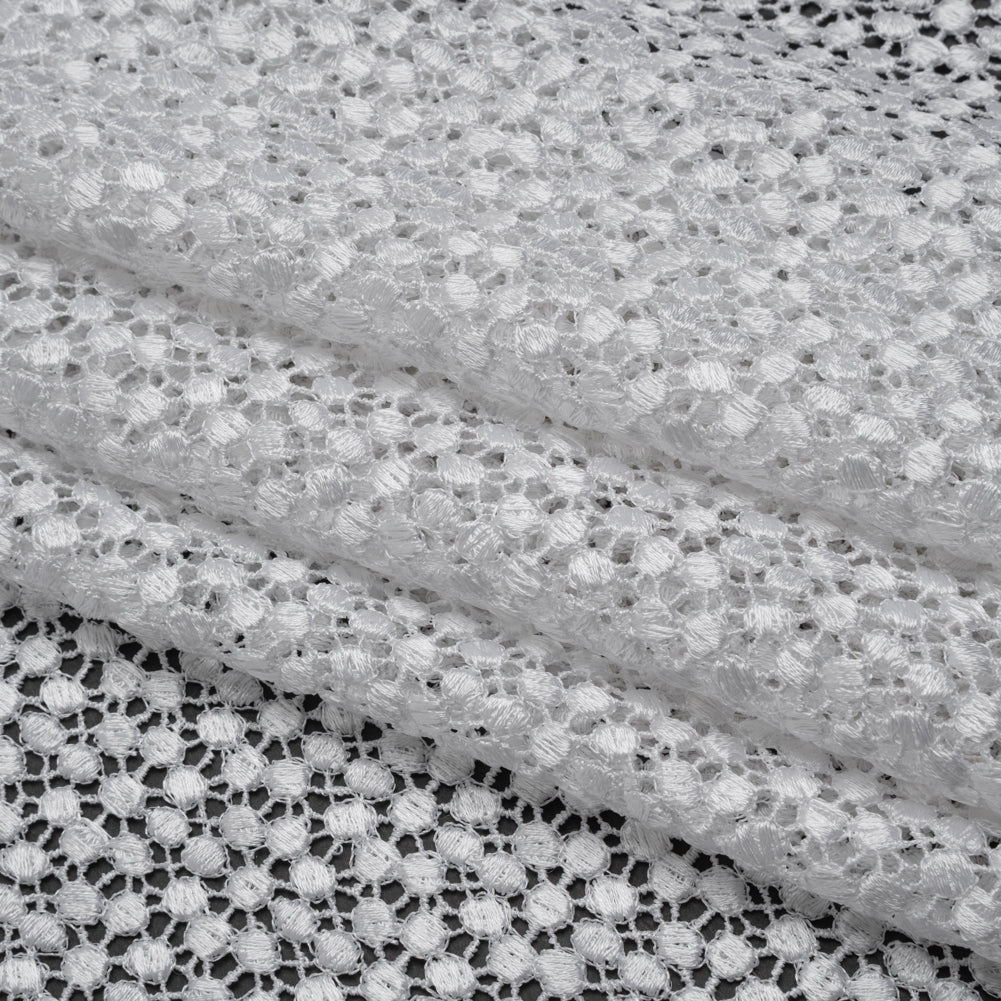 Guipure Lace - White Dots with Fancy Border