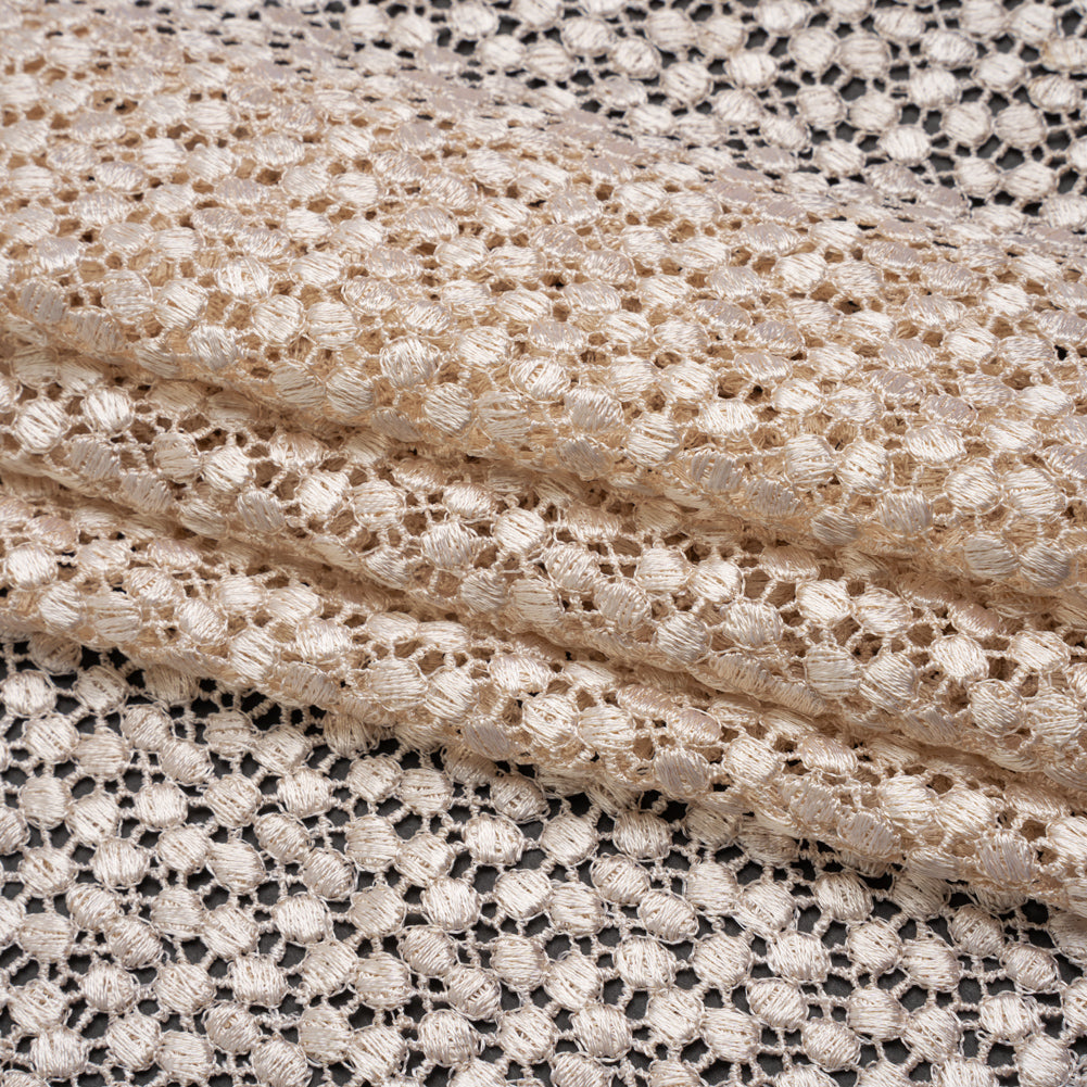 Guipure Lace - Bleached Sand Dots with Fancy Border