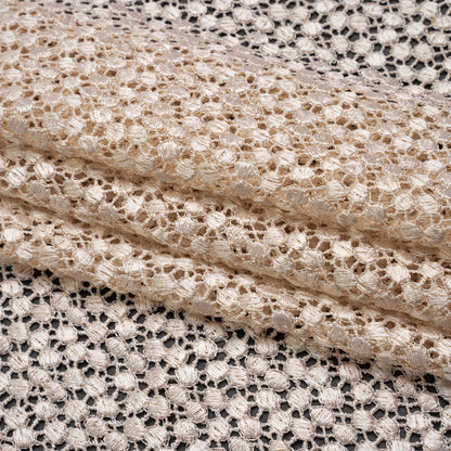 Guipure Lace - Bleached Sand Dots with Fancy Border