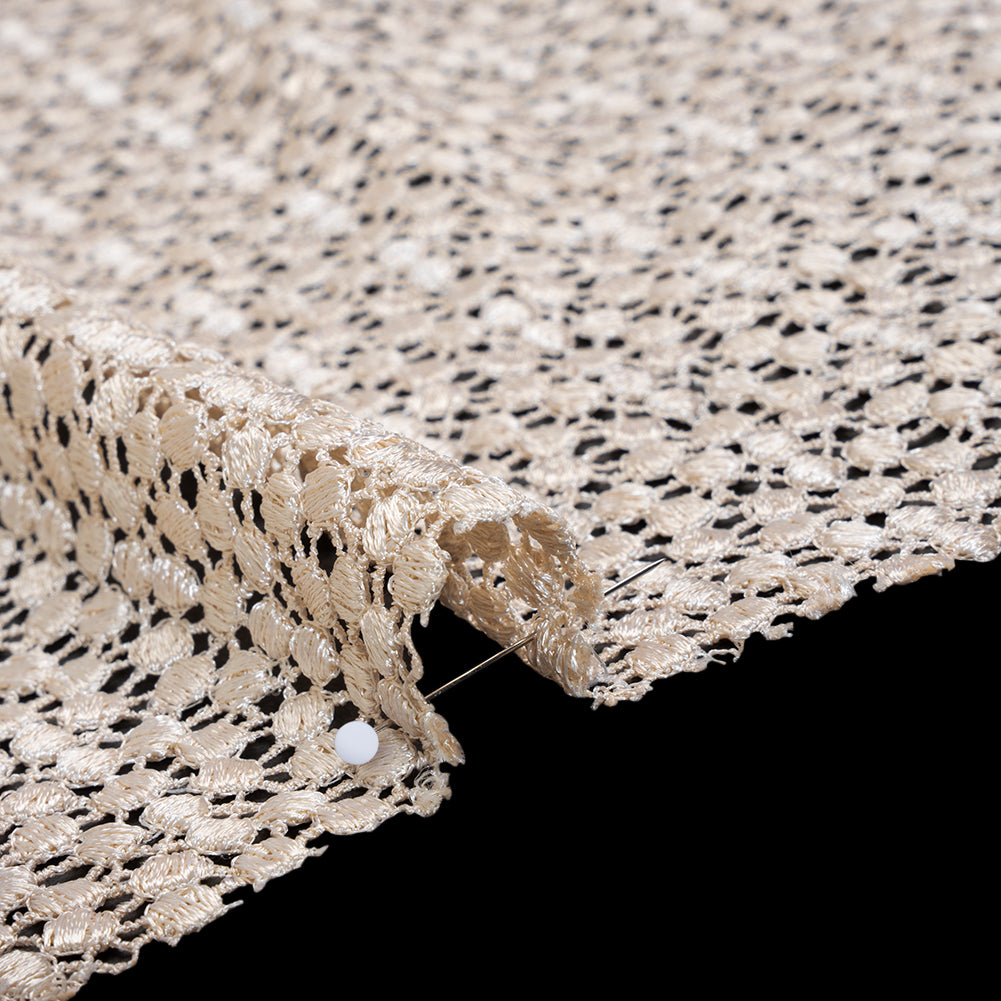Guipure Lace - Bleached Sand Dots with Fancy Border