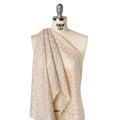 Guipure Lace - Bleached Sand Dots with Fancy Border