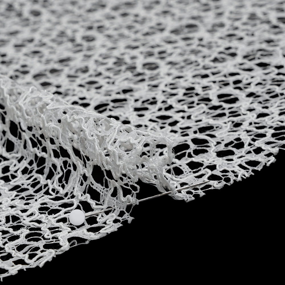 Corded Nylon Lace - Off White Abstract Lines