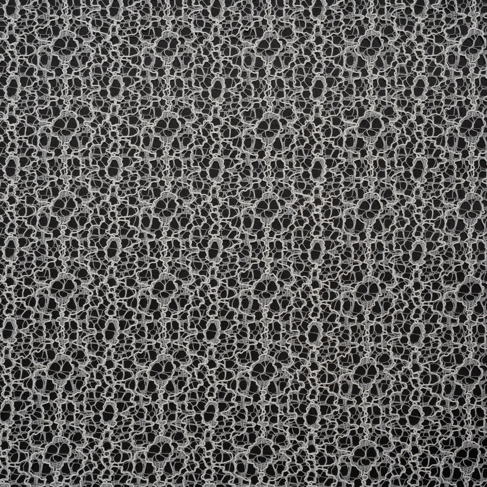 Corded Nylon Lace - Off White Abstract Lines