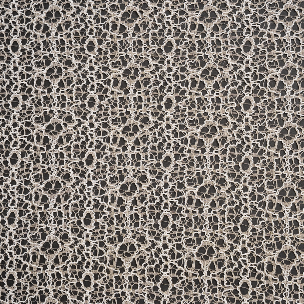 Corded Nylon Lace - Bleached Sand Abstract Lines