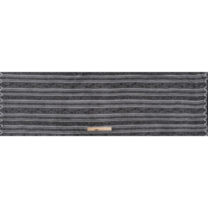 Re-Embroidered Nylon Lace - Black Floral Stripes