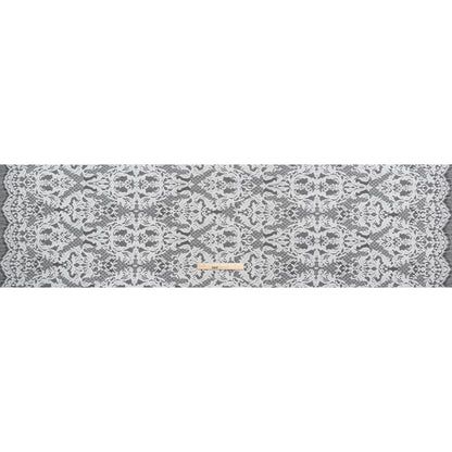 Nylon Re-Embroidered Lace - White Floral Damask with Scalloped Borders
