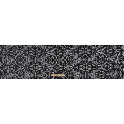 Nylon Re-Embroidered Lace - Black Floral Damask with Scalloped Borders