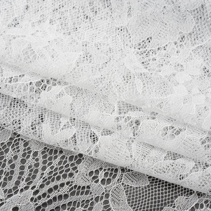 Chantilly Lace with Finished Scalloped Edges - White Fancy Florals Folded