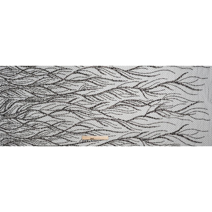 Embroidered Lace Netting with Sequins - Black and Silver Water Plants on Lattice - Full