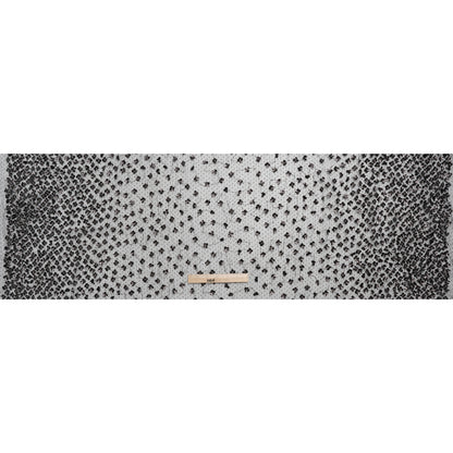 Beaded and Sequined Lace Netting - Silver and Black Floral Gradients - Full