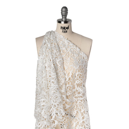 Guipure Lace - Off White Swirling Leafy Vines Drape