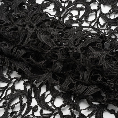 Guipure Lace - Black Swirling Leafy Vines