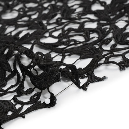 Guipure Lace - Black Swirling Leafy Vines