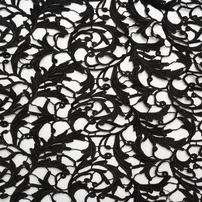 Guipure Lace - Black Swirling Leafy Vines