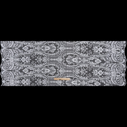 Embroidered Lace Tulle - Bright White Floral Damask with Swirls and Lattice - Full