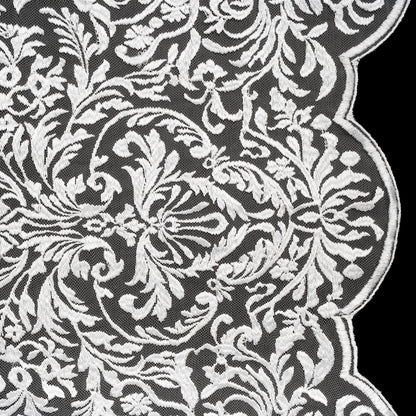 Embroidered Lace Tulle - Bright White Floral Damask with Pineapples