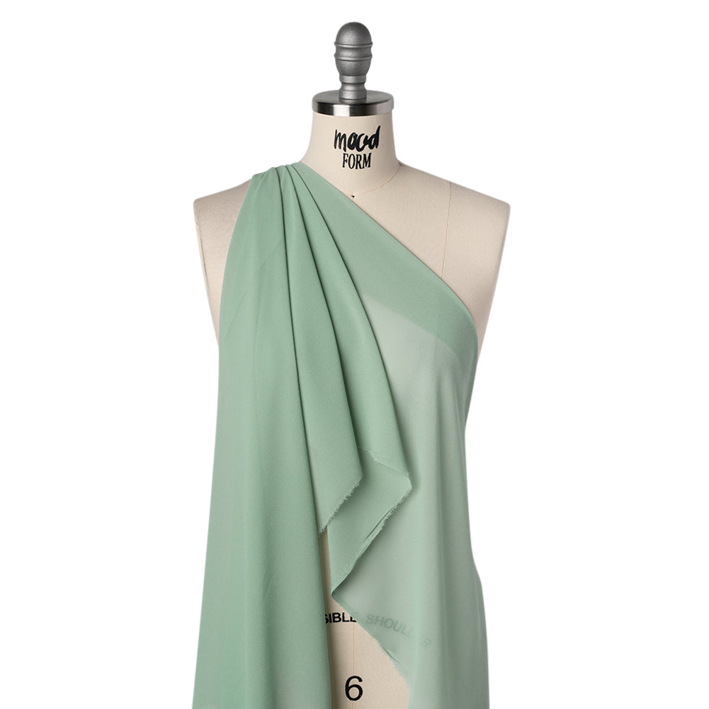 Polyester Chiffon - Sage Green - Designer Deadstock - Drape