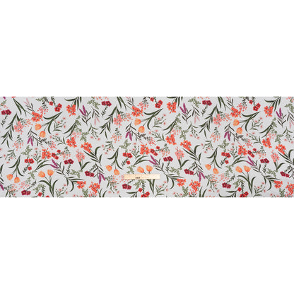 Polyester Chiffon Print - Peachy Orange, Blush Pink and Dark Forest Green Floral - Designer Deadstock