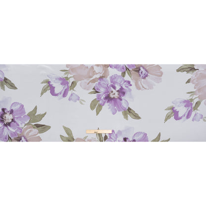 Polyester Chiffon Print - Beige, Lilac and Ivory Watercolor Floral - Designer Deadstock