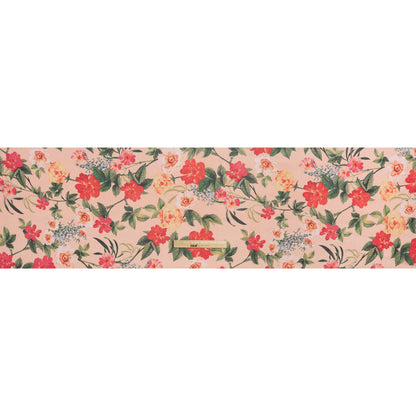 Polyester Chiffon Print - Bright Red and Light Salmon Pink Floral - Designer Deadstock
