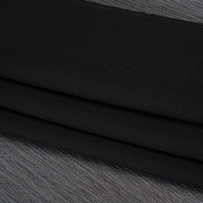 Crinkled Polyester Chiffon - Jet Black - Designer Deadstock
