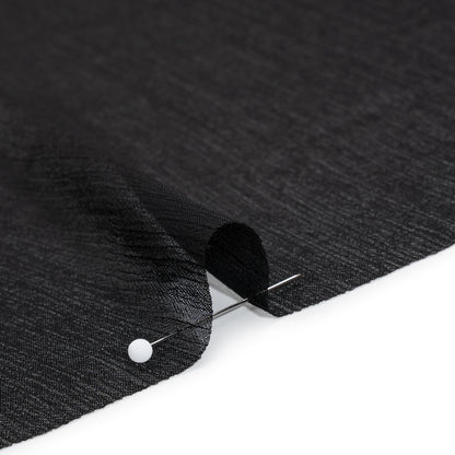 Crinkled Polyester Chiffon - Jet Black - Designer Deadstock
