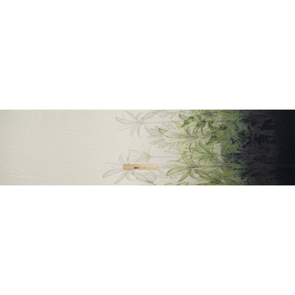 Textured Rayon and Nylon Woven Print - Fern Green, Black and Cream Tropical Foliage - Designer Deadstock - Full