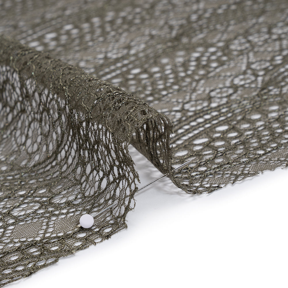 Nylon Lace with Finished Edges - Vineyard Gray-Green - Designer Deadstock - Detail