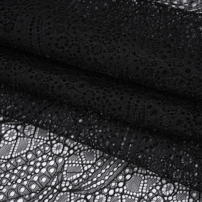 Nylon Lace with Finished Edges - Black - Designer Deadstock