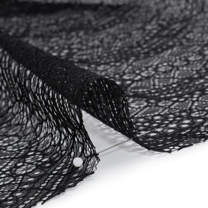 Nylon Lace with Finished Edges - Black - Designer Deadstock