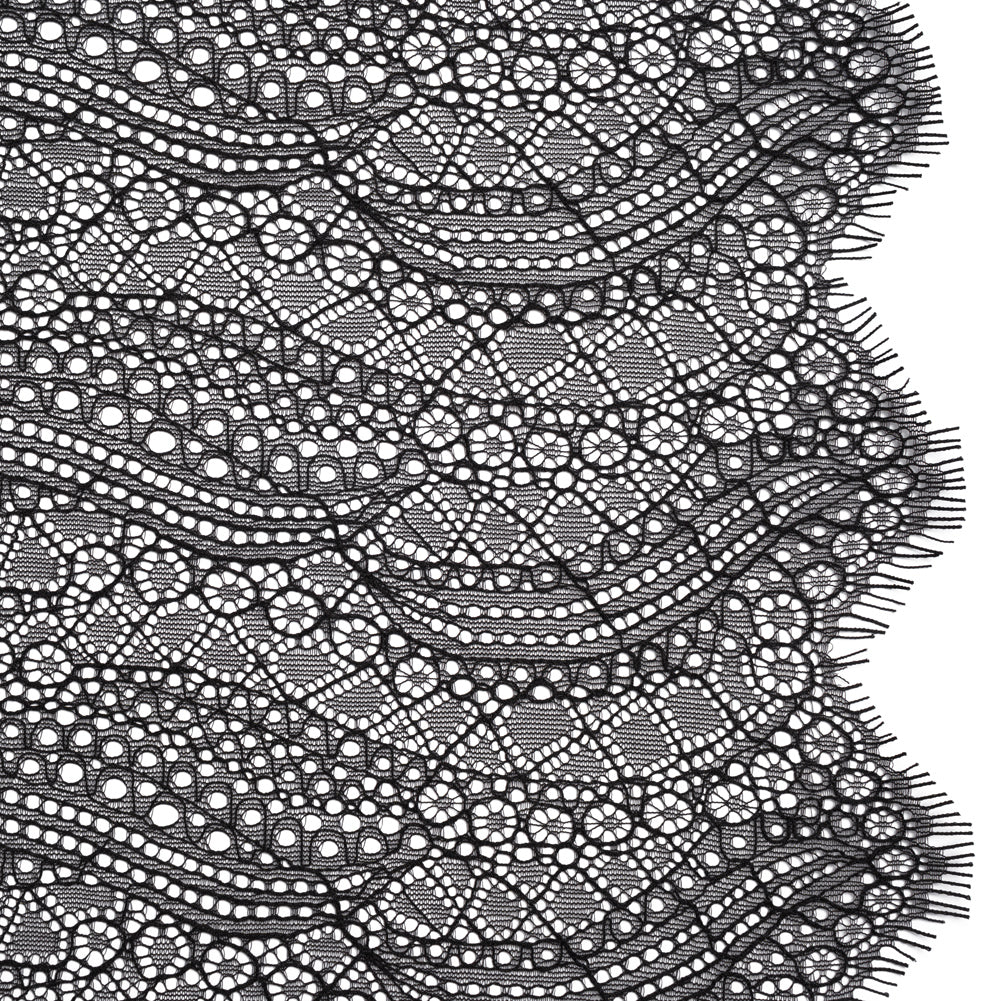 Nylon Lace with Finished Edges - Black - Designer Deadstock