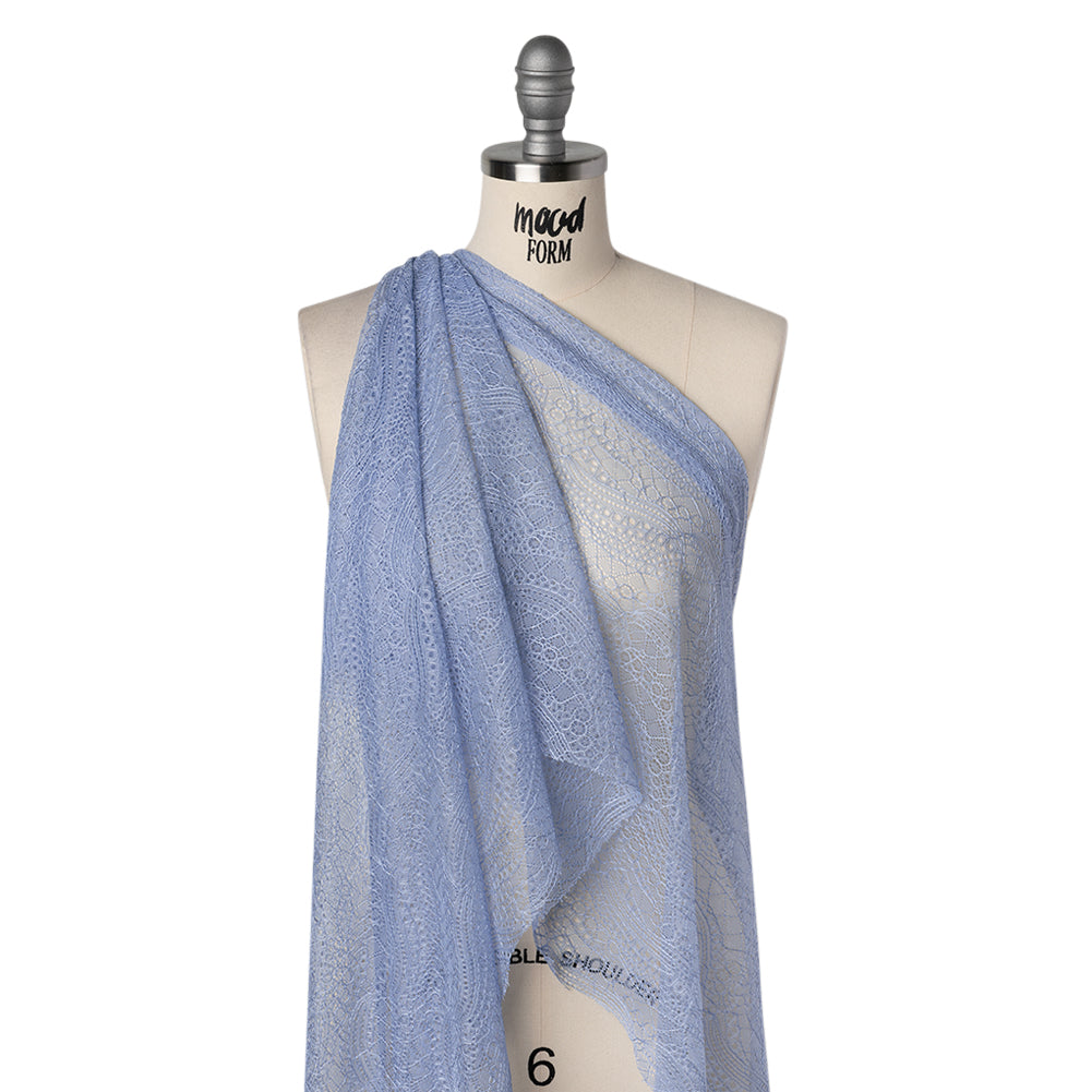 Nylon Lace with Finished Edges - Breeze Blue - Designer Deadstock - Drape