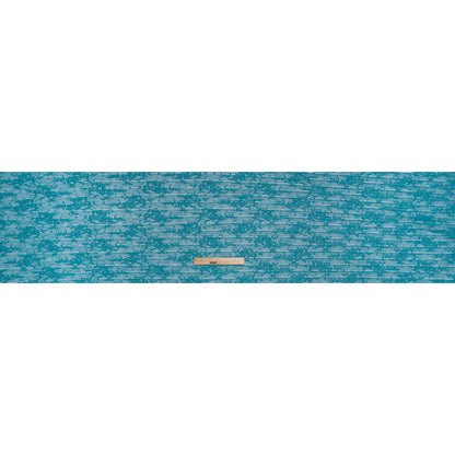 Pleated Polyester Lace - Teal Blue Floral - Designer Deadstock