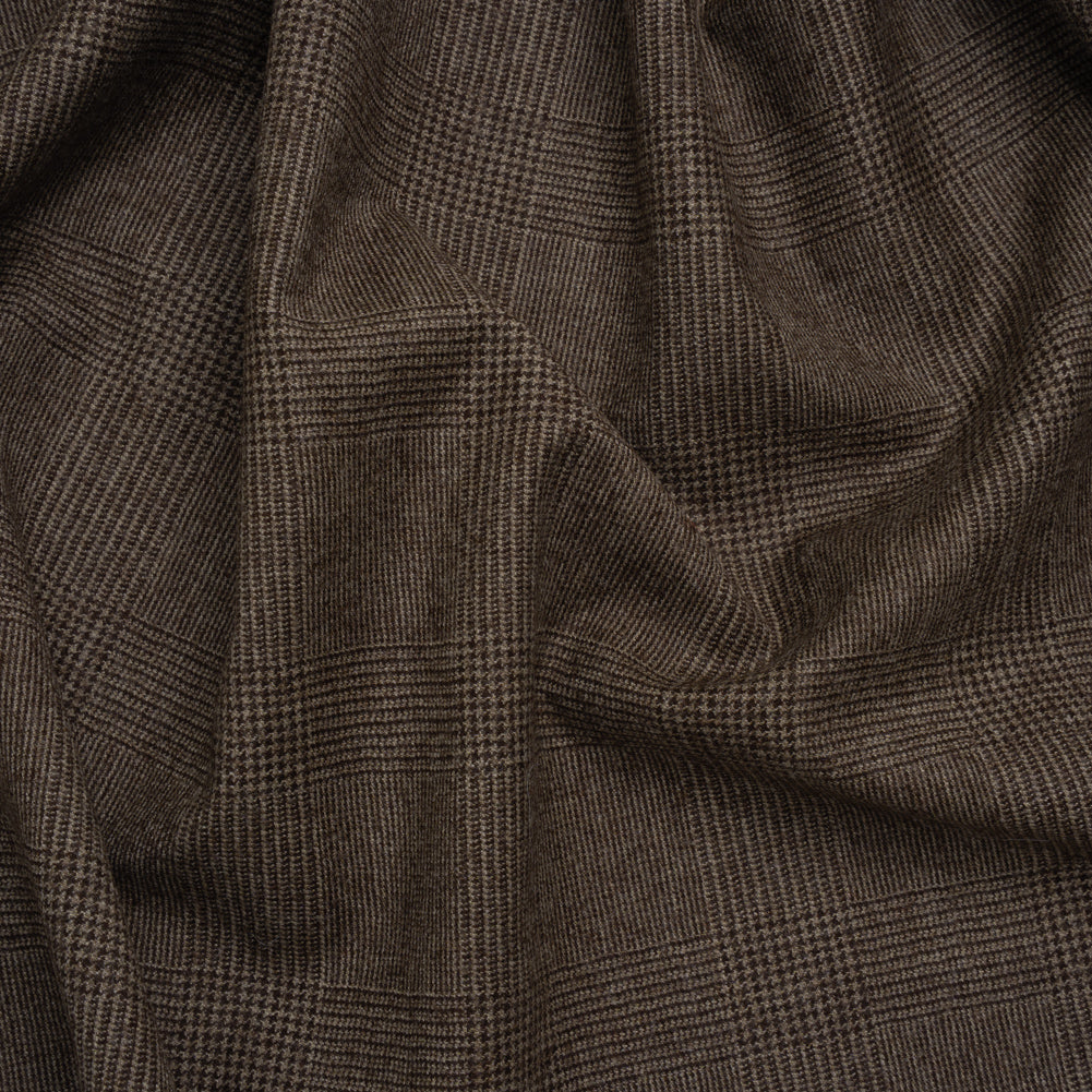 Wool Suiting - Brown and Black Glen Plaid