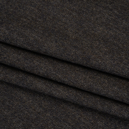 Stretch Wool Blend Flannel Suiting - Navy Blue and Brown Heathered