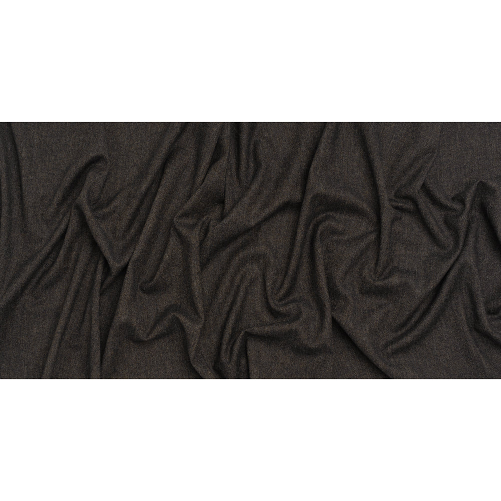 Stretch Wool Blend Flannel Suiting - Navy Blue and Brown Heathered