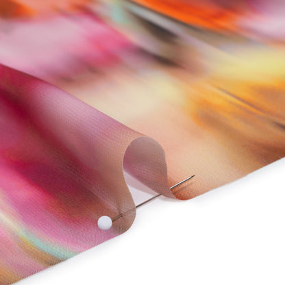 Polyester Chiffon Print - Hibiscus Pink, Creamsicle and Golden Yellow Soft Painterly Abstract - Designer Deadstock
