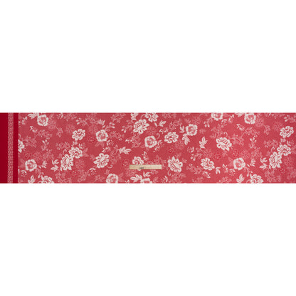 Stretch Polyester Woven Print - Goji Berry and White Country Floral - Designer Deadstock