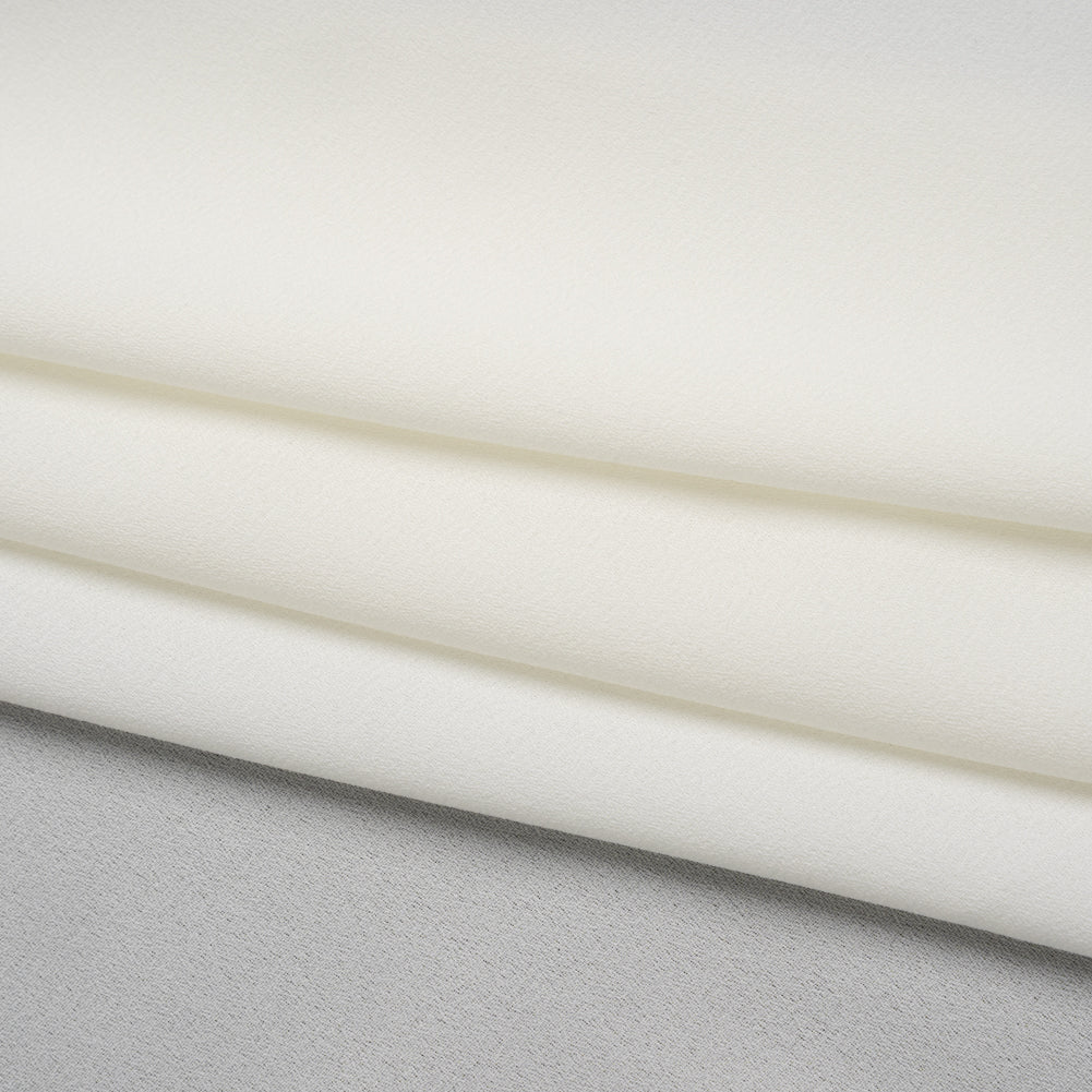 Polyester Double Georgette - Ecru White - Designer Deadstock - Folded
