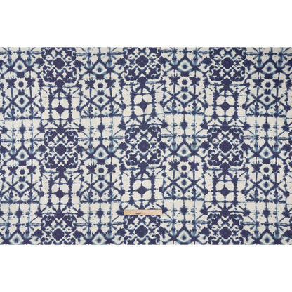Stretch Linen and Rayon Woven Print - White and Indigo Blue Shibori Tie Dye