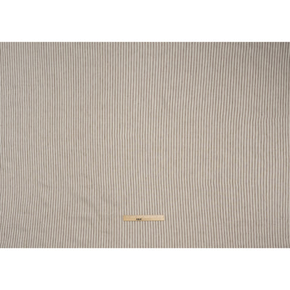 Stretch Linen and Rayon Woven - Coffee and Ivory Ticking Stripes