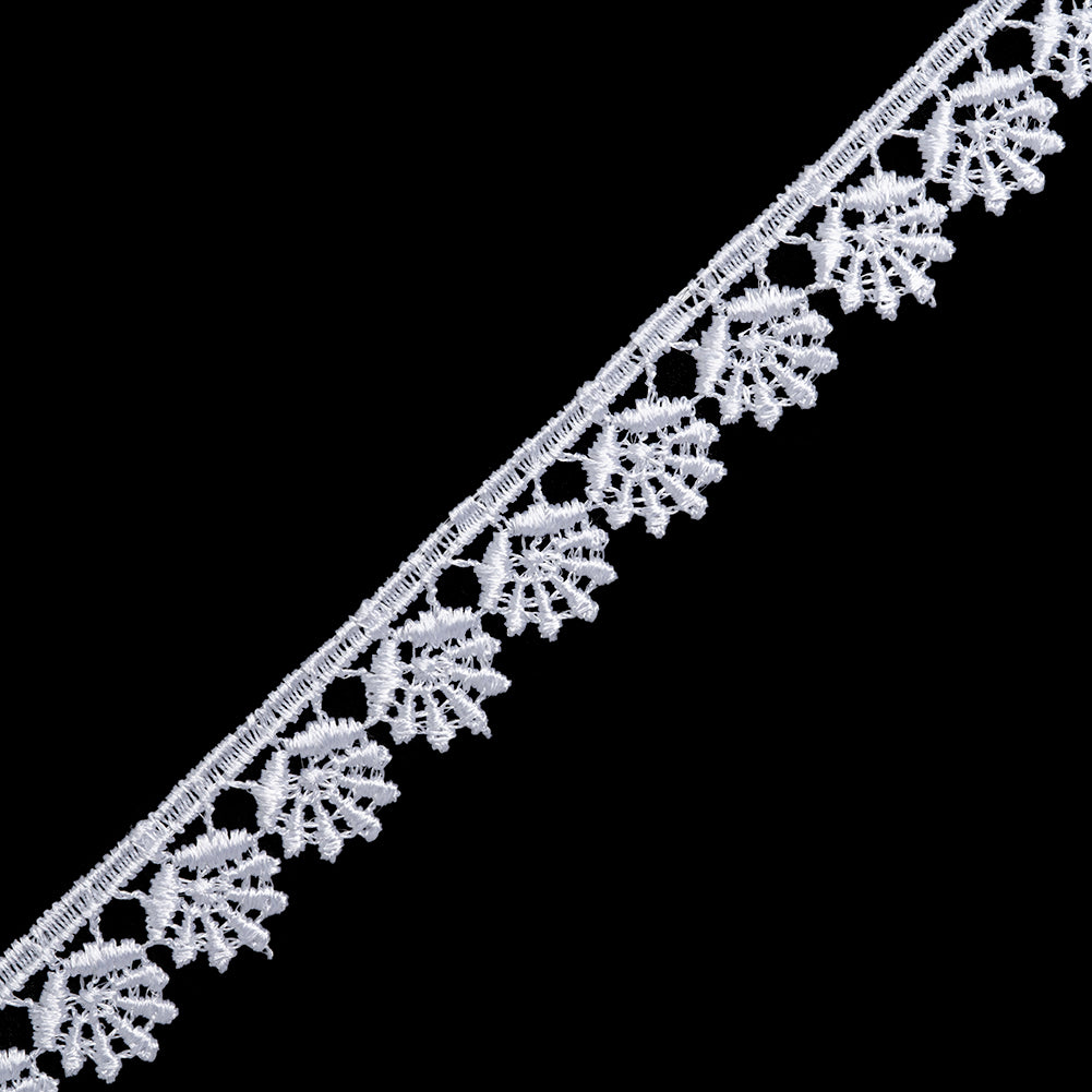 Guipure Lace Trim - 0.625" - White Fan Leaves