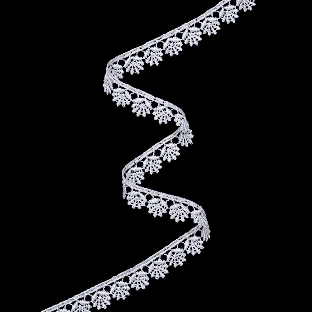 Guipure Lace Trim - 0.625" - White Fan Leaves